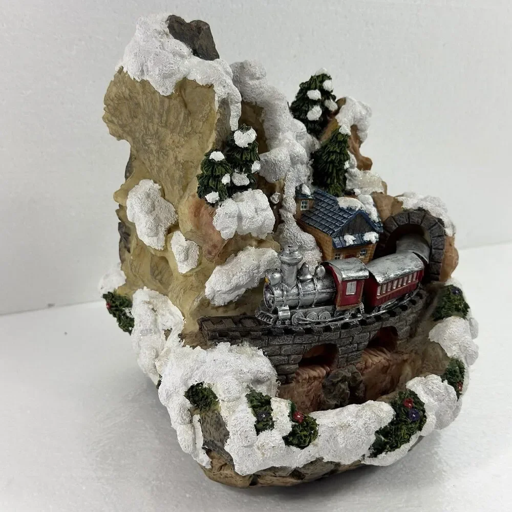 San Francisco Music Box Christmas Train Village Tunnel Scene Music Box WORKS